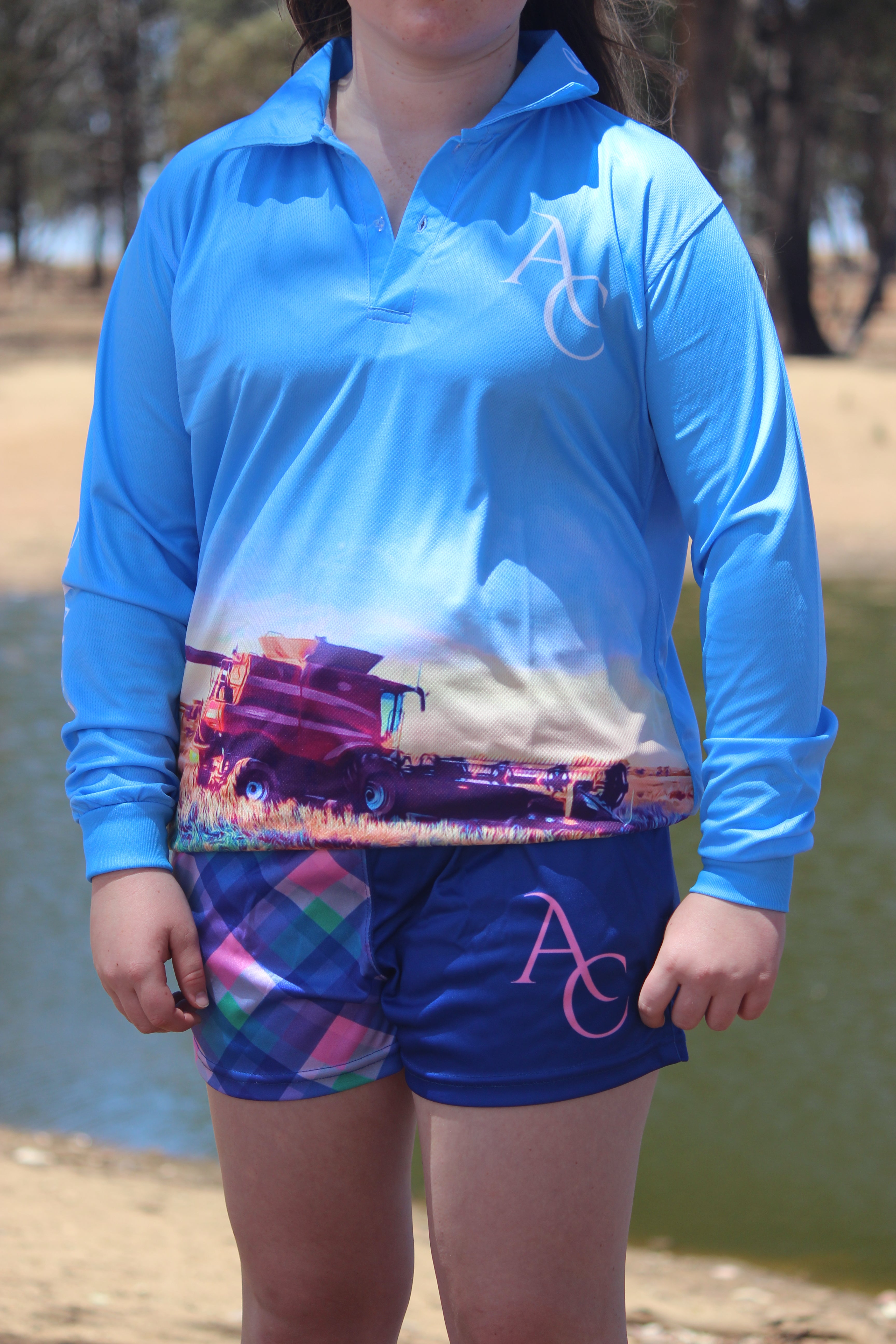 Kids Fishing Shirt Blue Long Sleeve