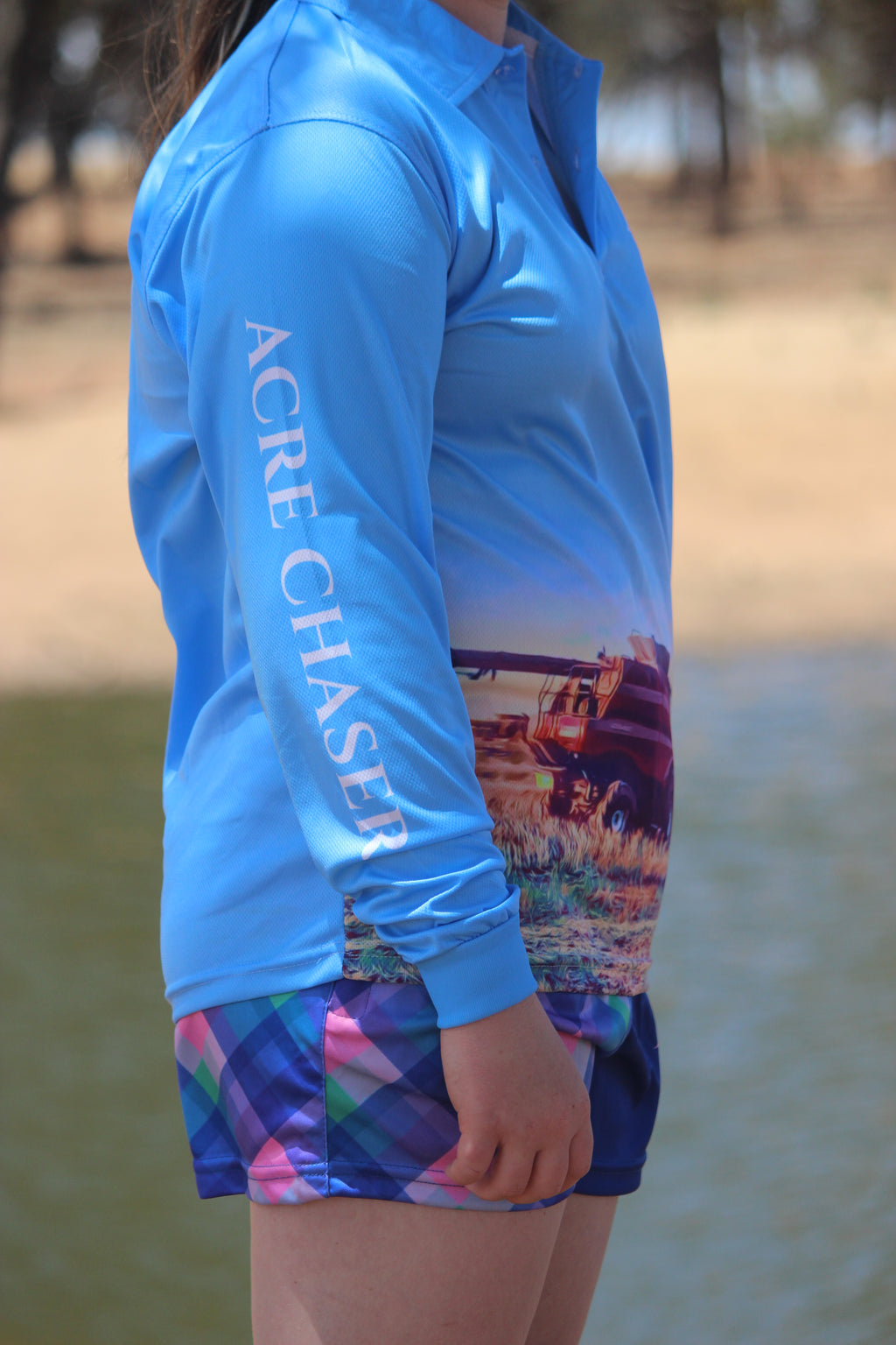 Kids Fishing Shirt Blue Long Sleeve