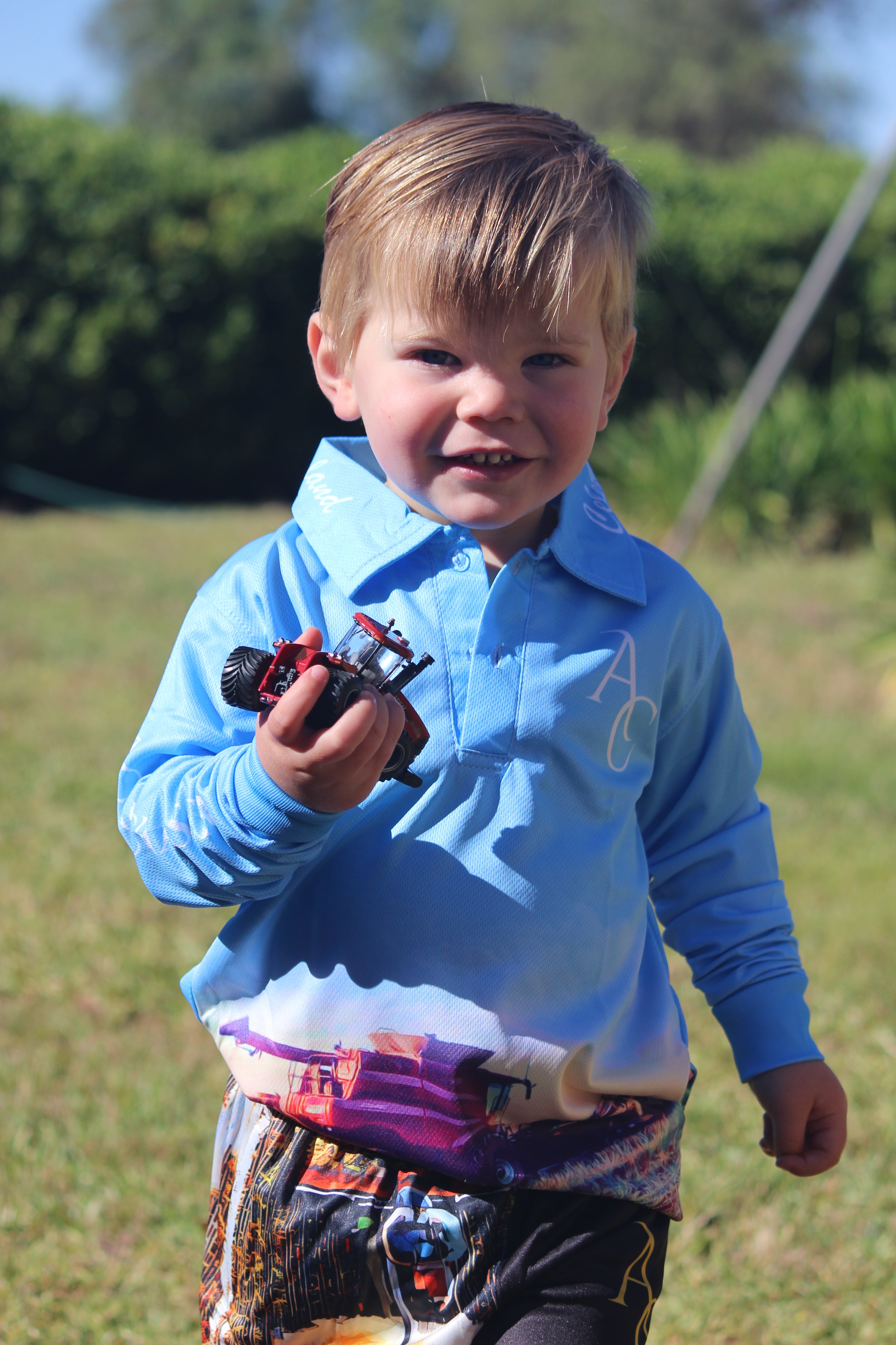 Kids Fishing Shirt Blue Long Sleeve